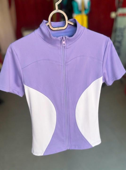Camiseta Fitness Zíper Lilás