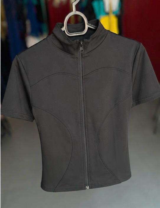 Camiseta Fitness Zíper Preta