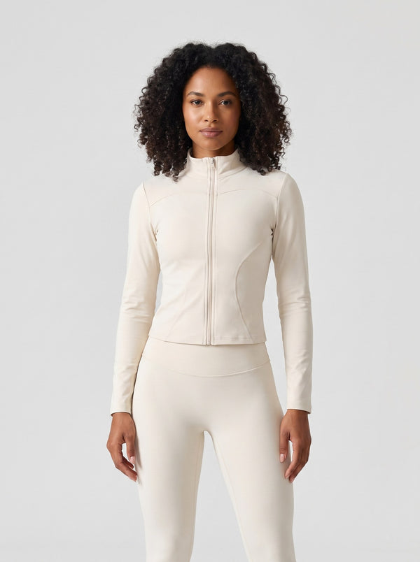 Jaqueta Fitness com Zíper Off White