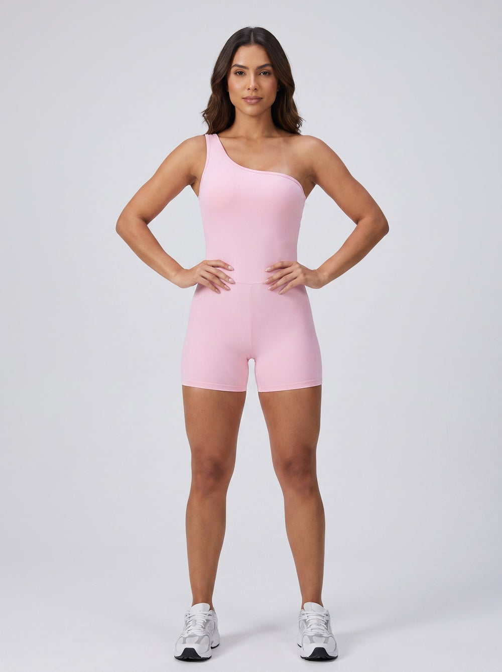 Macaquinho Fitness Ombro Único Rosa